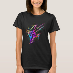 Farbenfrohe Musikerin Bass Electric Gitarre T-Shirt