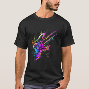 Farbenfrohe Musikerin Bass Electric Gitarre T-Shirt