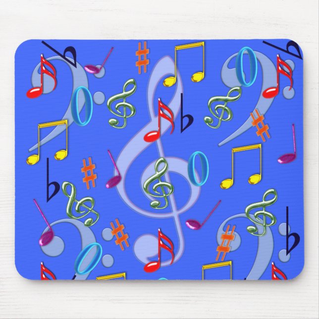 Farbenfrohe Musikernotes Mousepad II (Vorne)