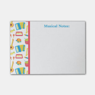 Farbenfrohe Musikinstrumente für Kinder Post-it Klebezettel