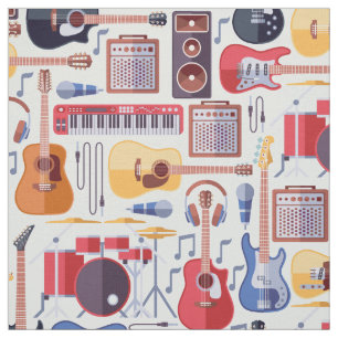 Farbenfrohe Musikinstrumente Muster Stoff