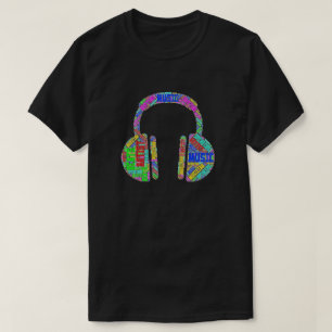 Farbenfrohe Musikkopfhörer Grafik-T - Shirt