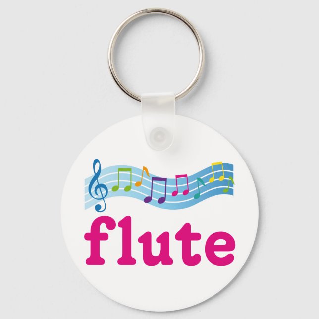 Farbenfrohe Musikmitarbeiter Flute Design Geschenk Schlüsselanhänger (Vorderseite)