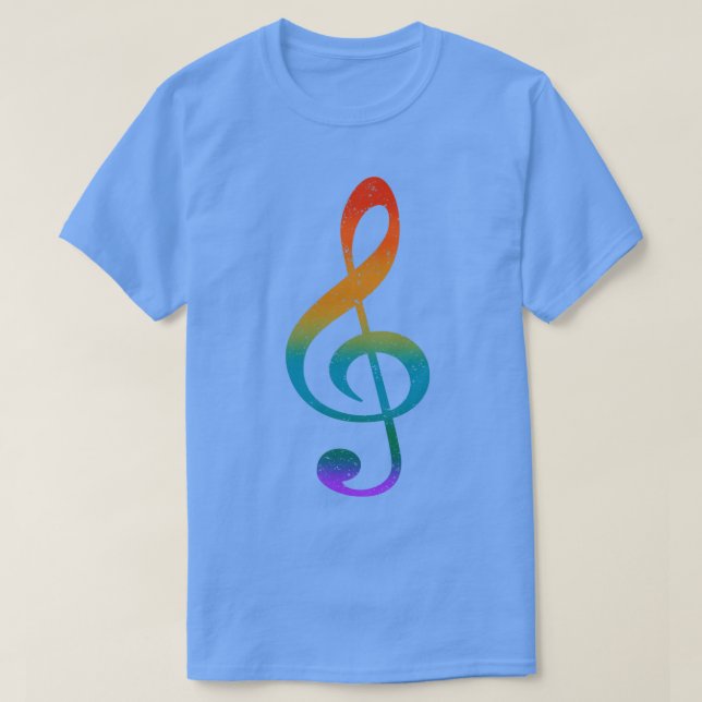 Farbenfrohe Musiknote erschüttert texturiert T-Shirt (Design vorne)