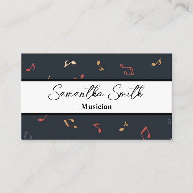 Farbenfrohe Musiknote Musikermusiklehrerin Visitenkarte (Vorderseite)