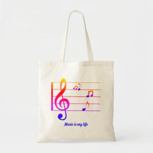 Farbenfrohe Musiknote Tote Tasche