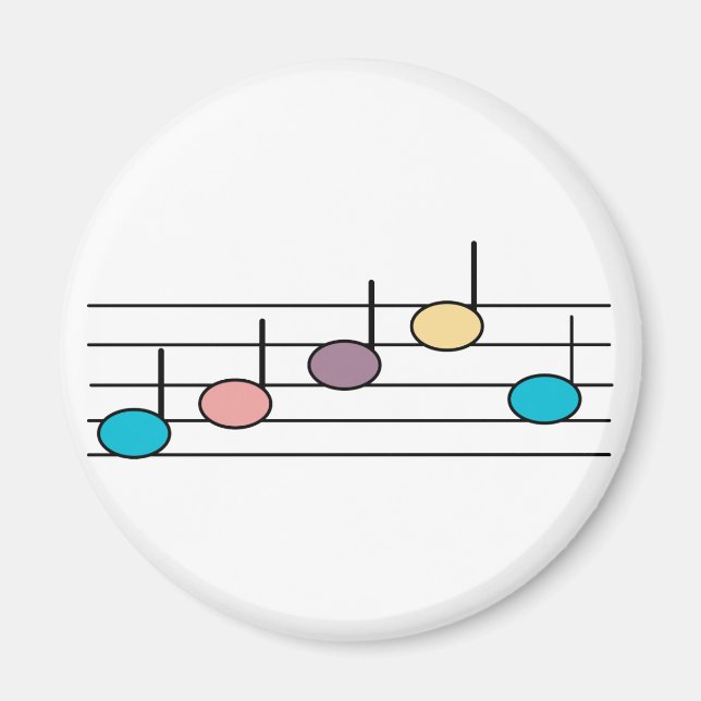 Farbenfrohe Musiknoten Pastell-Muster Magnet (Vorne)
