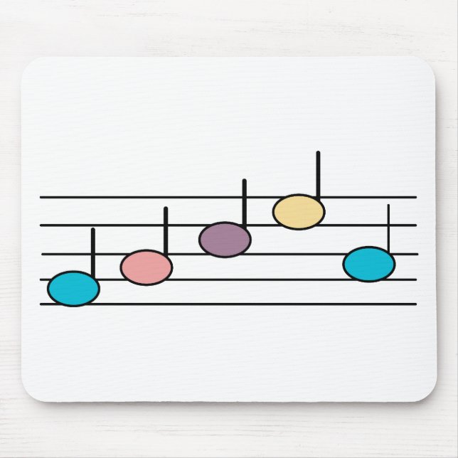 Farbenfrohe Musiknoten Pastell-Muster Mousepad (Vorne)