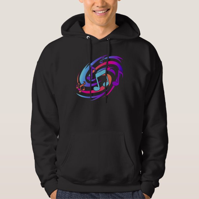 Farbenfrohe Musikszene Notenmusikschule Notenmusik Hoodie (Vorderseite)