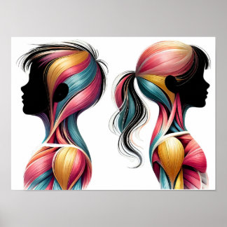 Farbenfrohe Muskelanatomie Kunst - Silhouette der Poster