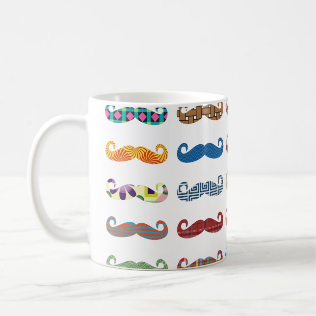 Farbenfrohe Mustaches Tasse (Links)