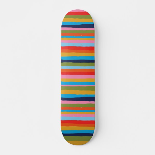 Farbenfrohe Muster der Serrate Stripes Skateboard (Vorne)