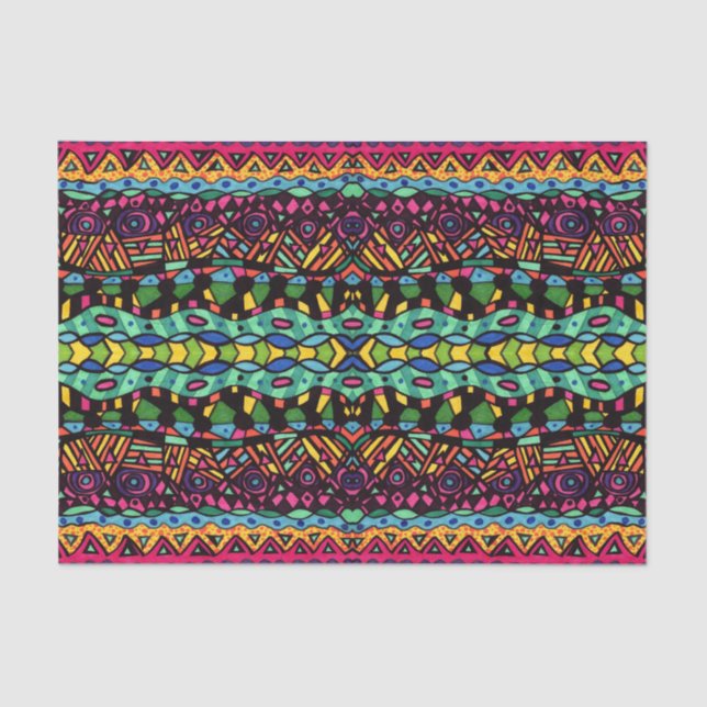 Farbenfrohe Muster für Abstrakte Geometrie Seidenpapier (Vorderseite)