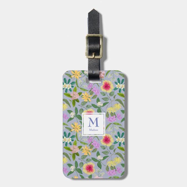 Farbenfrohe Muster für Illustrierte tropische Blum Gepäckanhänger (Vorderseite vertikal)