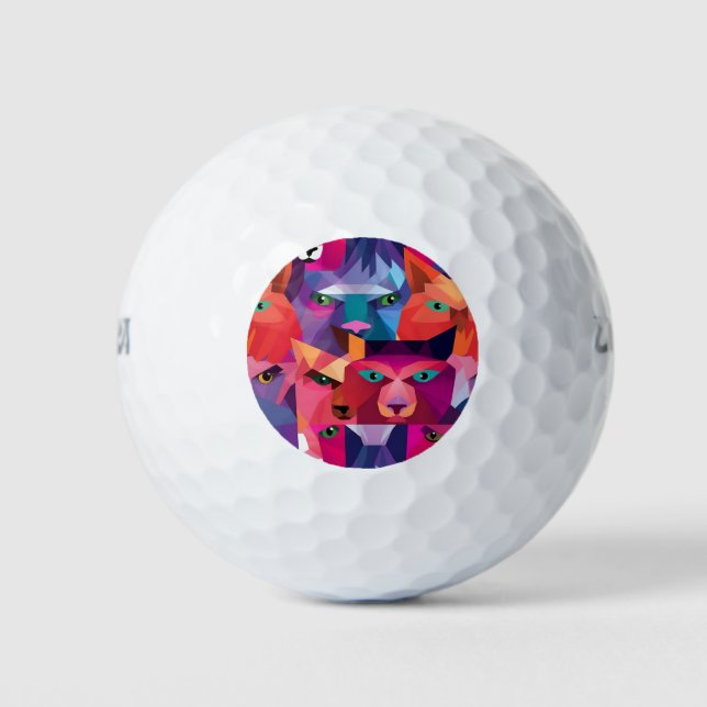 Farbenfrohe Muster für Tiere mit niedrigem Poly Golfball (Vorderseite)