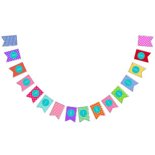 Farbenfrohe Muster glücklich Geburtstag Wimpelkette
