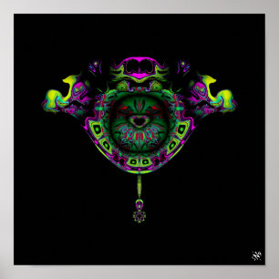 Farbenfrohe Muster (Vögel in einem Froschnest-Wapp Poster