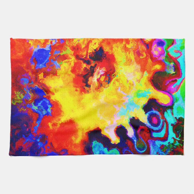 Farbenfrohe Musterexplosion Geschirrtuch (Horizontal)