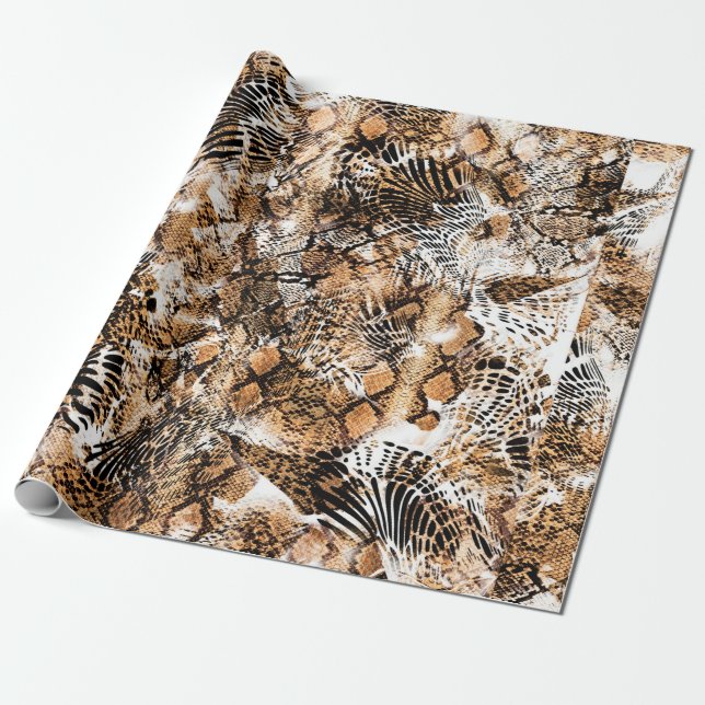 Farbenfrohe Musterstudie, Leopard, Zebra, Camoufla Geschenkpapier (Ungerollt)