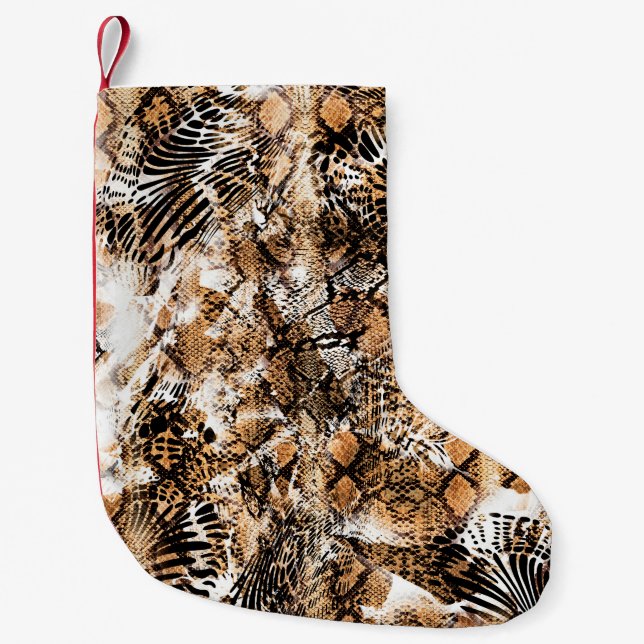 Farbenfrohe Musterstudie, Leopard, Zebra, Camoufla Kleiner Weihnachtsstrumpf (Vorderseite)