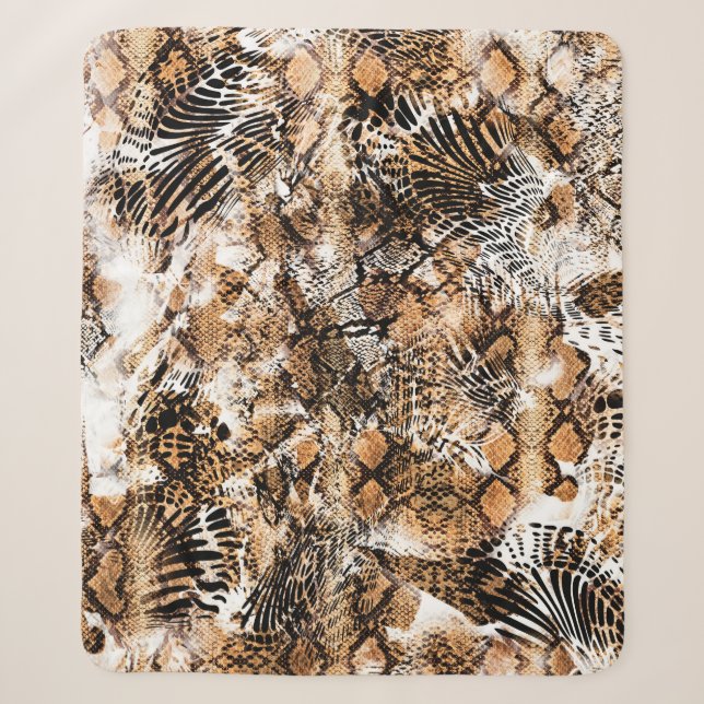Farbenfrohe Musterstudie, Leopard, Zebra, Camoufla Sherpadecke (Vorderseite)