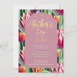 Farbenfrohe Mutter Muttertag Brunch Mauve Pink Einladung