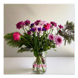 Farbenfrohe Mutter Tag Mama Bouquet+ Custom Option Poster