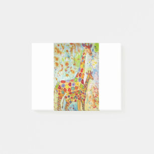Farbenfrohe Mutter- und Baby-Giraffen Post-it Klebezettel