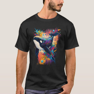 Farbenfrohe mystische Orkanwale, die Delphin-Topf T-Shirt