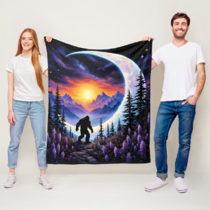 Farbenfrohe Nacht Himmel Sasquatsche Spaziergang,  Fleecedecke