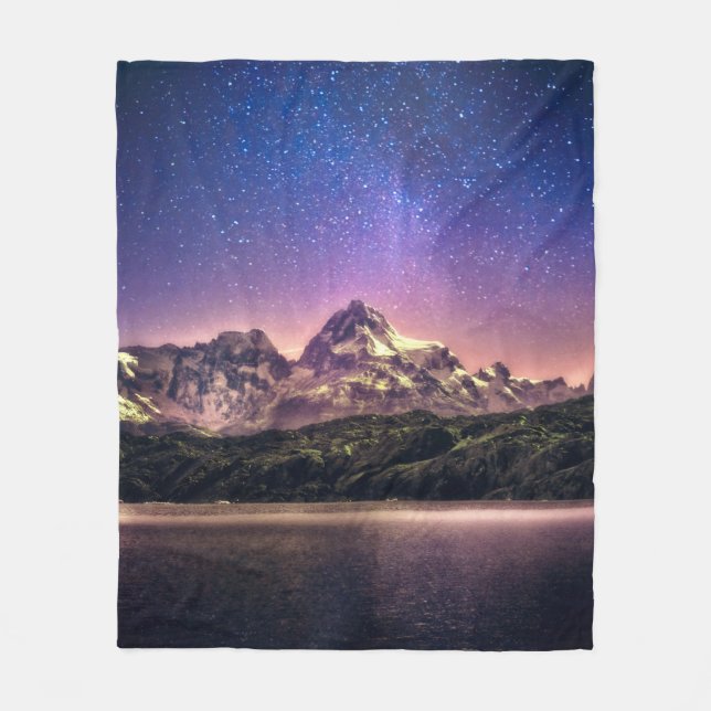 Farbenfrohe nächtliche Himmelslandschaft mit Stern Fleecedecke (Vorderseite)