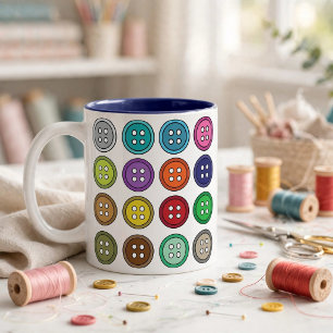 Farbenfrohe Nähknöpfe Mode-Schneiderin Zweifarbige Tasse