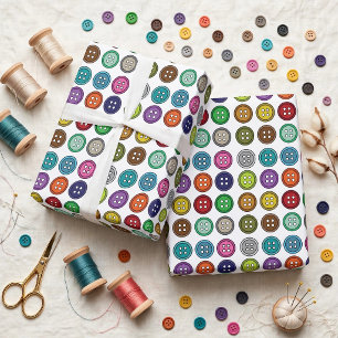 Farbenfrohe Nähknöpfe Schneider Geburtstag Geschenkpapier