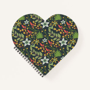 Farbenfrohe, nahtlose Blume mit Blumenmuster und v Notizbuch