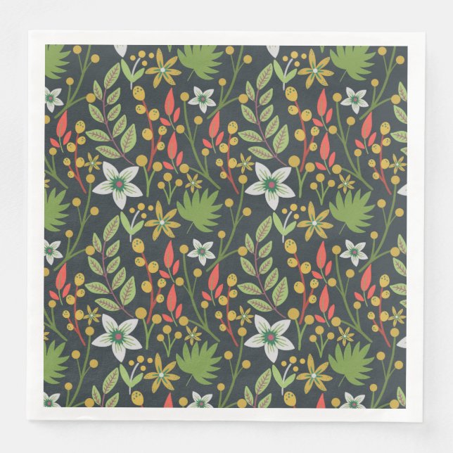 Farbenfrohe, nahtlose Blume mit Blumenmuster und v Serviette (Vorderseite)
