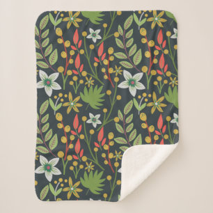 Farbenfrohe, nahtlose Blume mit Blumenmuster und v Sherpadecke