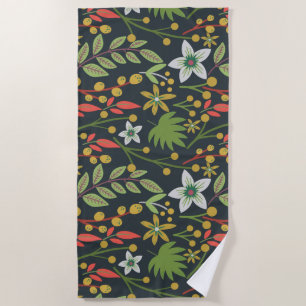 Farbenfrohe, nahtlose Blume mit Blumenmuster und v Strandtuch