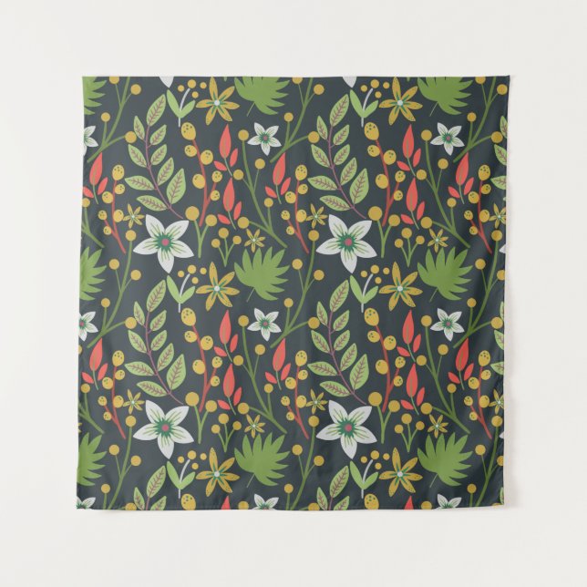 Farbenfrohe, nahtlose Blume mit Blumenmuster und v Wandteppich (Vorderseite)