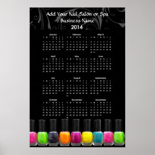 Farbenfrohe Nail Polnische Flaschen 2014 Kalender Poster