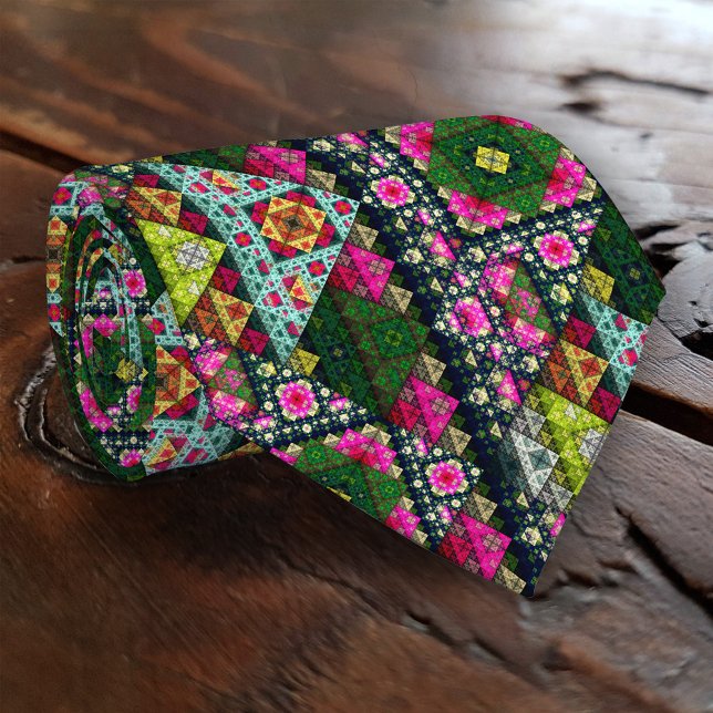 Farbenfrohe Natur Abstraktes Muster Krawatte (Tie with a colorful nature inspired abstract pattern. A modern eye-catching design)