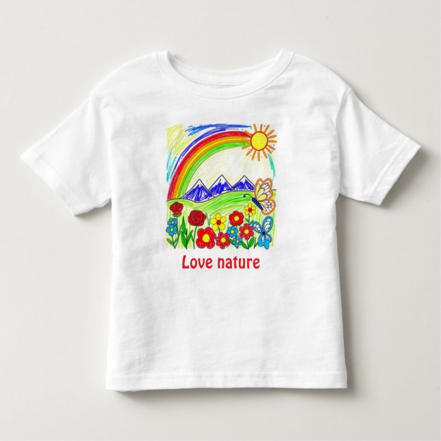 Farbenfrohe Natur Zeichnend für Naturliebhaber Kleinkind T-shirt (Vorderseite)