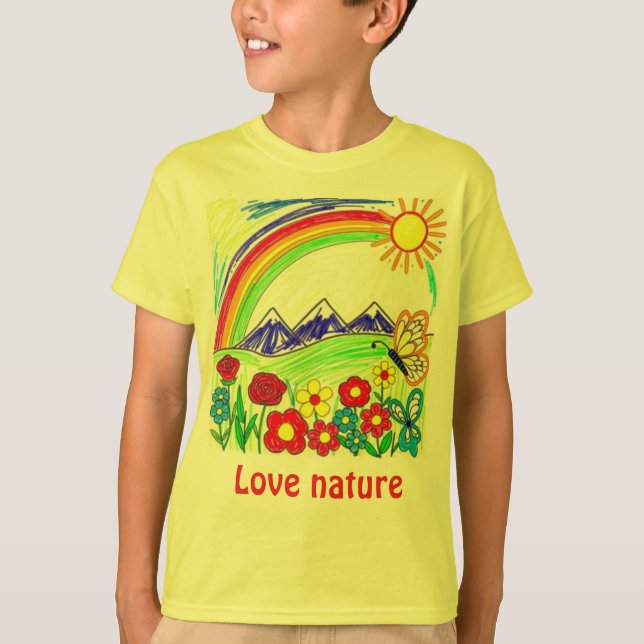 Farbenfrohe Natur Zeichnend für Naturliebhaber T-Shirt (Vorderseite)