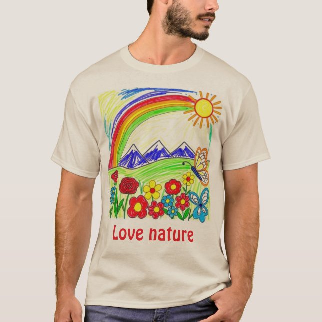 Farbenfrohe Natur Zeichnend für Naturliebhaber T-Shirt (Vorderseite)