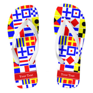 Farbenfrohe Nautic Signal Flags Roter Name Monogra Flip Flops