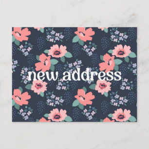 Farbenfrohe Navy Floral Wir bewegten neue Zuhause  Postkarte