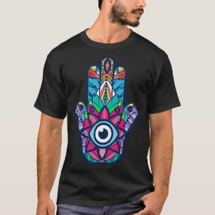 Farbenfrohe Nazar Amulet Hamsa Symbol Blue Evil Ey T-Shirt