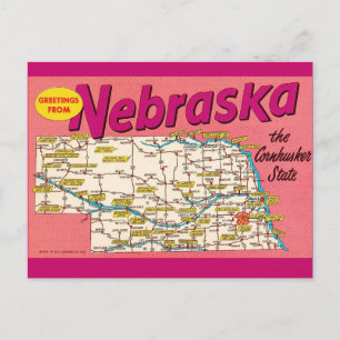Farbenfrohe Nebraska Karte Postkarte