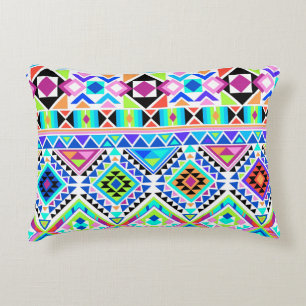 Farbenfrohe Neon Aztec Print Dekokissen