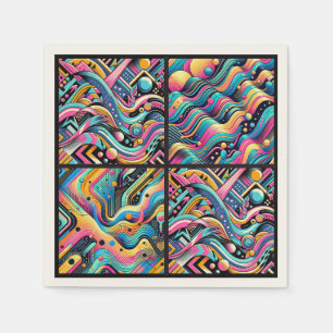 Farbenfrohe Neon Bright Abstrakte Muster der 90er Serviette