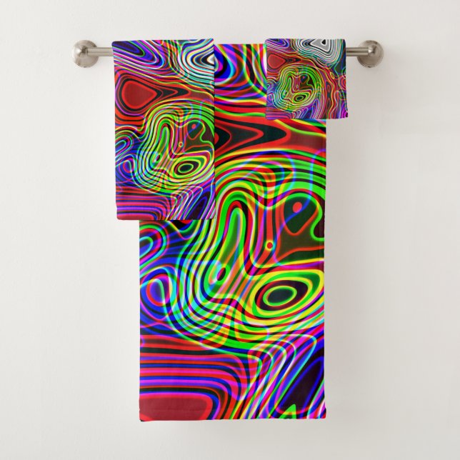 Farbenfrohe Neon Bright Abstraktes Muster Badhandtuch Set (Insitu)